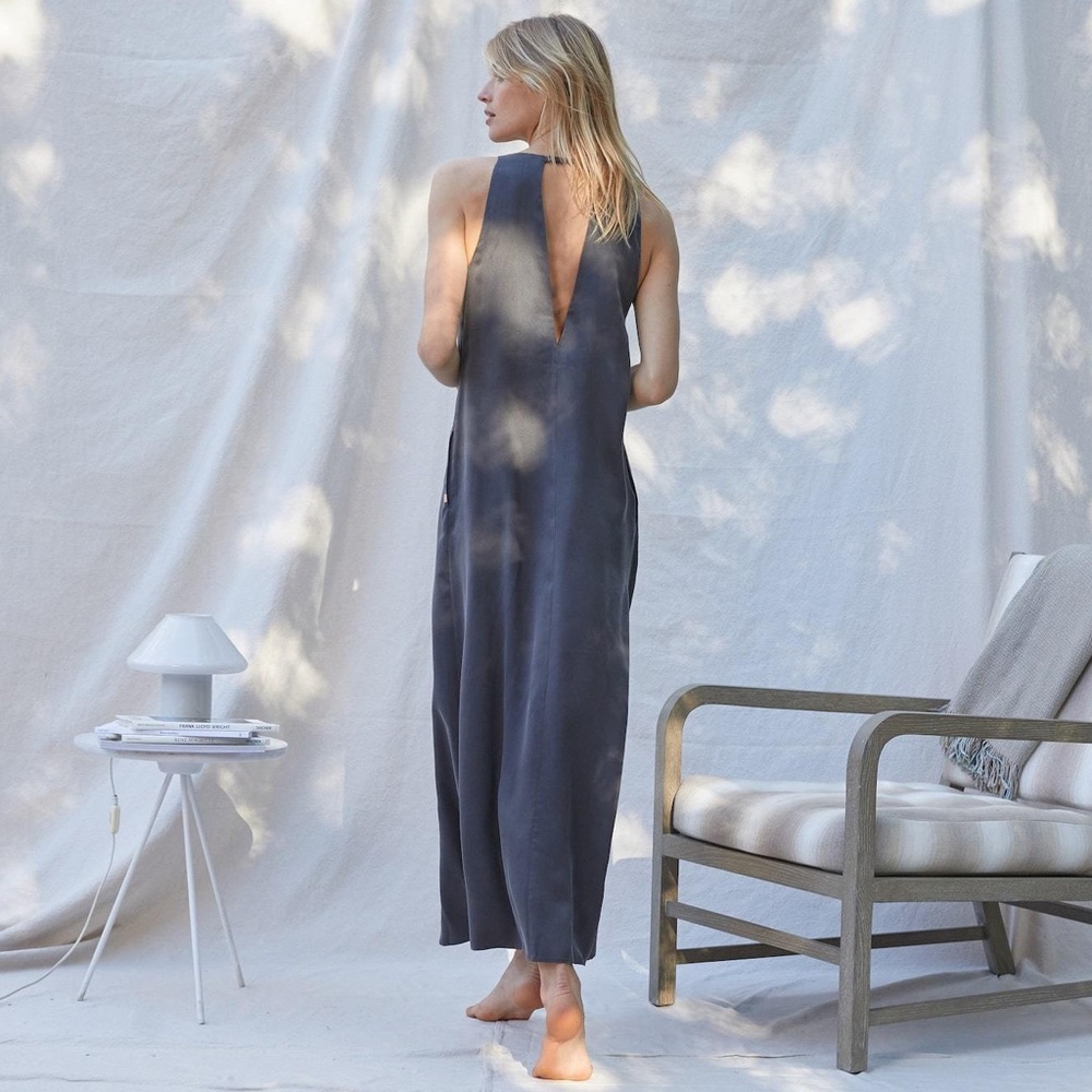 Lunya Washable Silk Racer Dress, Meditative Grey - Picture 3 of 6